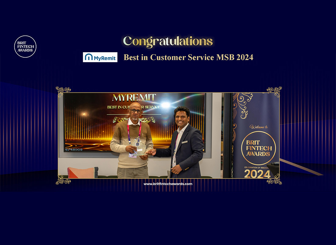 Best Customer Service MSB of the year 2024 at the Brit Fintech Awards